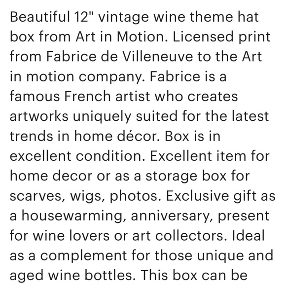 Vintage 2001 15” Diameter x 6.5” High Hat Box - Picture 9 of 11